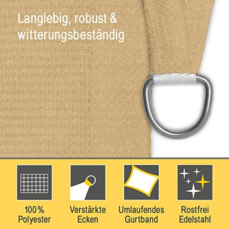 Sol Royal SolVision HS9 - Sonnensegel rechteckig 4x5 m HDPE Atmungsaktiv & UV Schutz Sonnenschutz für Terrasse, Balkon, Pool und Garten – Sonnensegel 400x500 cm Schattennetz Sand – Bild 6