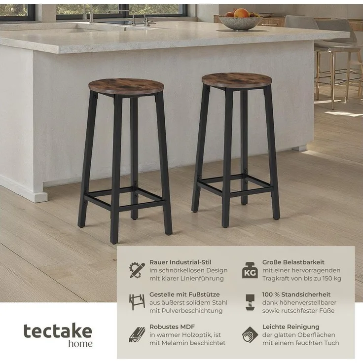 tectake Barhocker 2er Set Barhocker, Industrial Style
