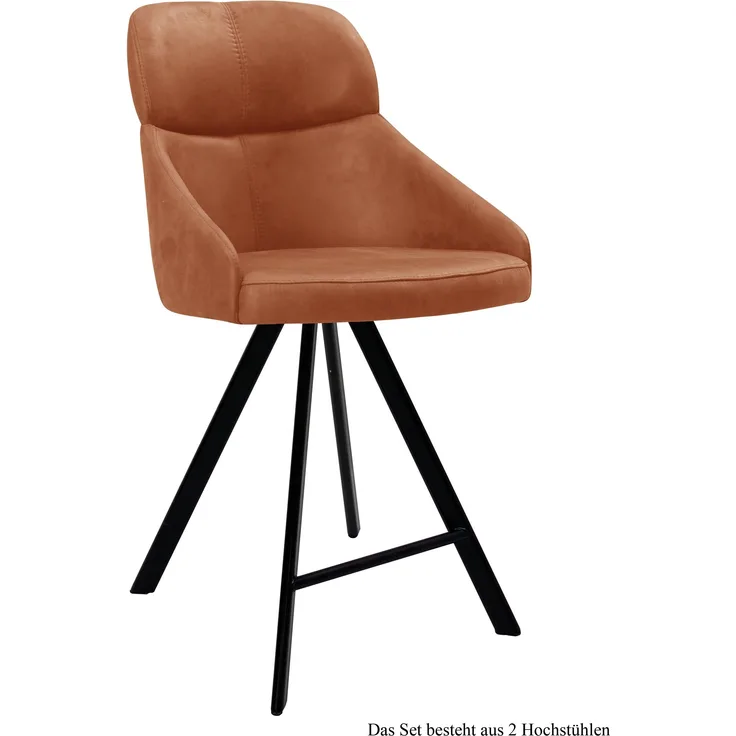 Thekenstuhl (2er-Set) Derzhka 52x99x63 Schwarz/Cognac
