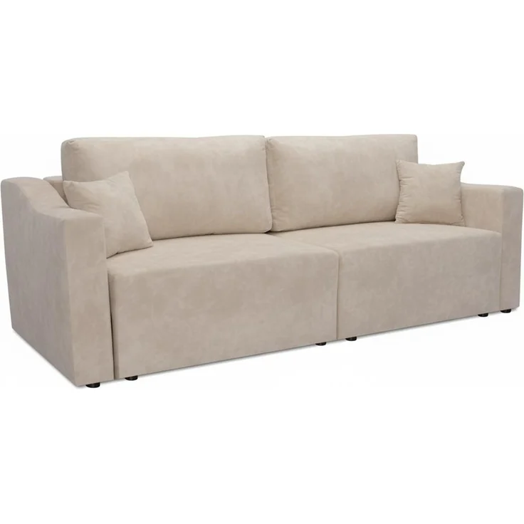 Wohnero24 Schlafsofa MONELLA 234x100 cm – modernes Sofa mit Schlaffunktion 154x200 cm & 2 Bettkästen, RIVIERA Veloursstoff in Beige – Bild 4