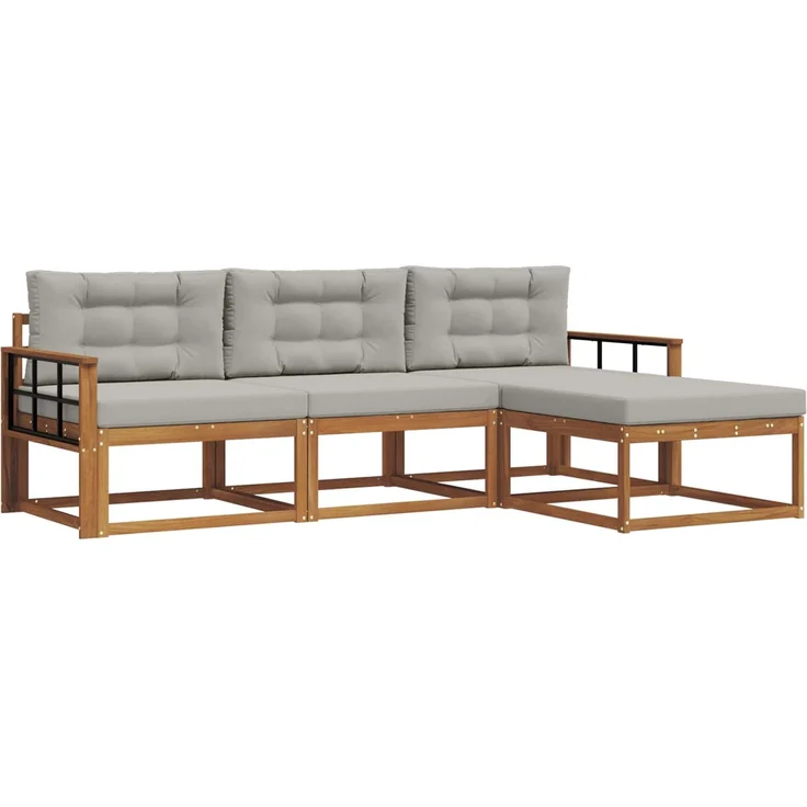 vidaXL Outdoor-Sofagarnitur 4 stk. 4-Sitzer Natur und Hellgrau 3367414 – Bild 2