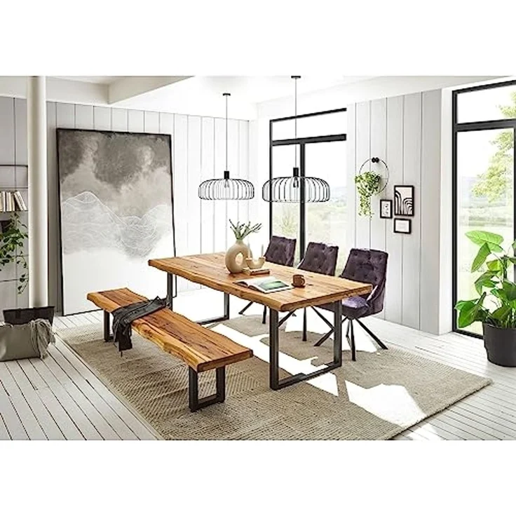 Johanna Esszimmerstühle 2er Set mit schwarzem Metallgestell, Aubergine - Bequeme Samt Stühle für Esszimmer & Wohnzimmer - 54 x 91 x 62 cm (B/H/T) – Bild 6