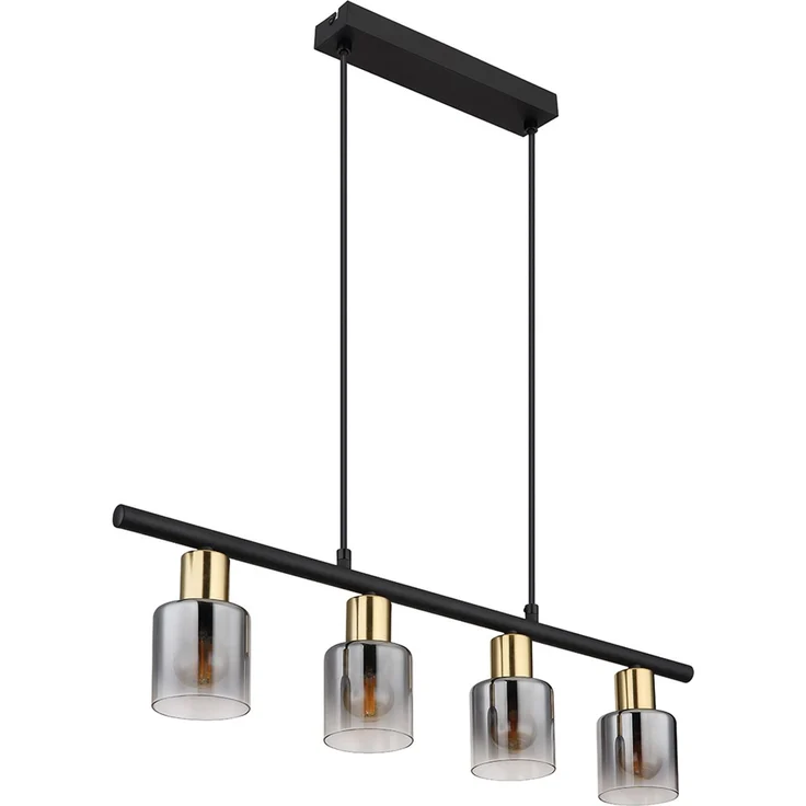 LED Pendelleuchte, Metall, Gold, Glas Rauchfarbe, L 65 cm – Bild 7