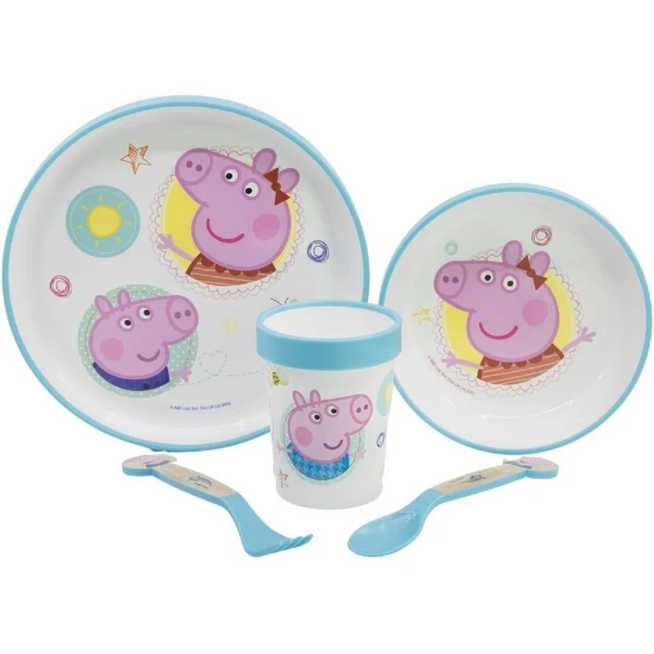 Peppa Pig Teller-Set Mikrowellengeeignet 5-teiliges Kindergeschirr mit rutschfestem Boden – Bild 4