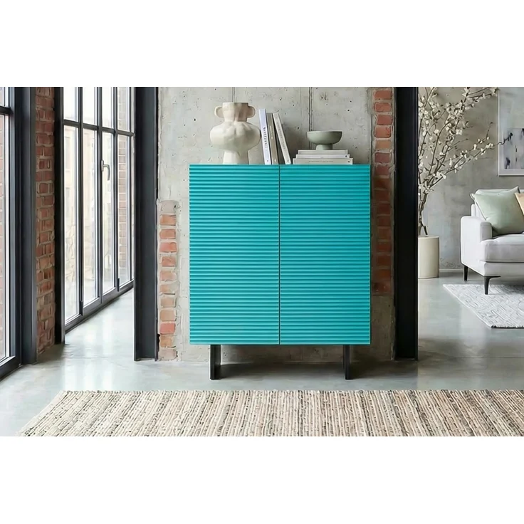 KAWOLA Highboard LYNN 2 Türen lackiert petrol 120 x 40 x 100 cm – Bild 2