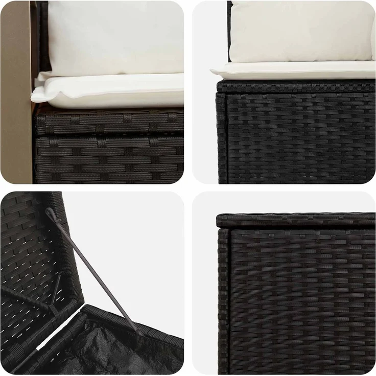 vidaXL Sofa Set 5 stk. Schwarz und Cremeweiß Polyrattan und Stahl 3447960 – Bild 7