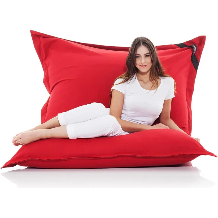 Original SMOOTHY® Cotton Indoor XXL Sitzsack 400L Riesensitzsack Sitzkissen Sessel aus Baumwolle für Kinder & Erwachsene (180x140 cm, Feuer-Rot)