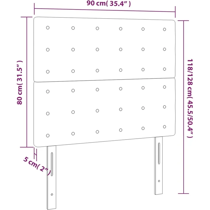 vidaXL Kopfteile 2 Stk. Schwarz 90x5x78/88 cm Stoff 3116750 – Bild 8