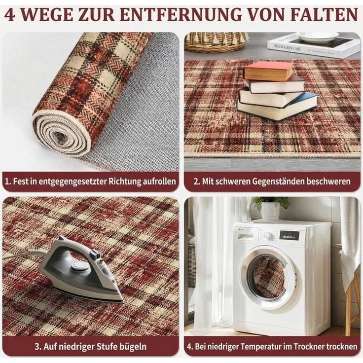 GarveeMore Teppich KaroPatina, rechteckig, Höhe: 5 mm, Stil erinnert an klassischen Tartan mit modernem Used-Print – Bild 4