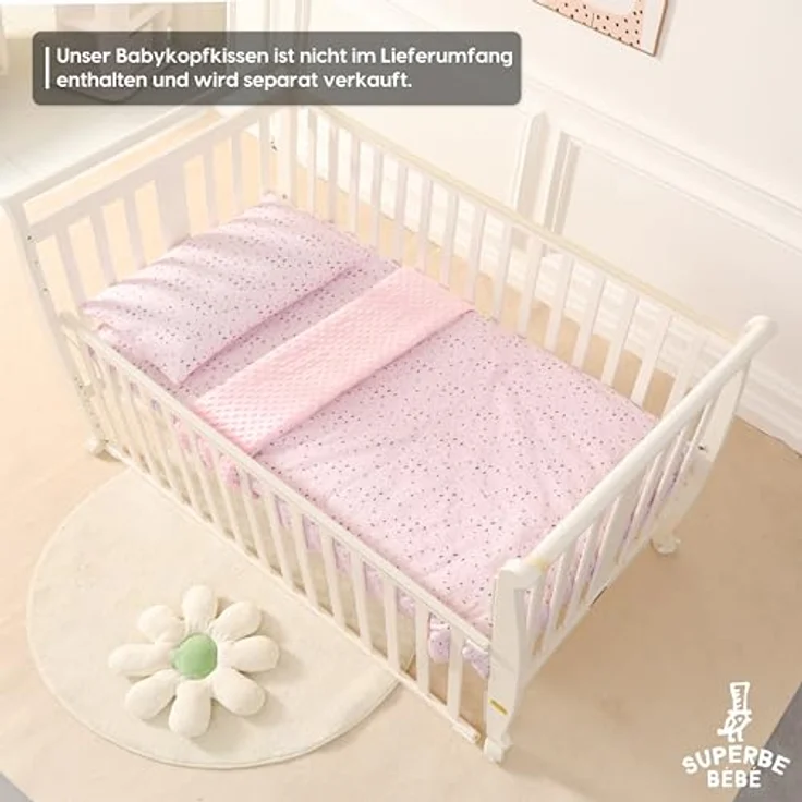 SUPERBE BEBE Baby und Kinderdecke aus weicher Oeko-Tex Baumwolle - 75x100 cm Babydecke für Kinder in 10 Farben - Kuscheldecke Geschenk für Mädchen oder Jungen Wendbar, Weich und Atmungsaktiv – Bild 5