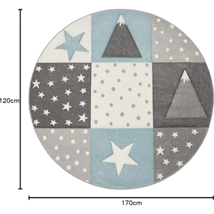 Paco Home Kinderteppich Cosmo 340, rechteckig, Höhe: 17 mm, Kurzflor, Pastell-Farben, 3D Effekt, Motiv Berge, Punkte & Sterne – Bild 3