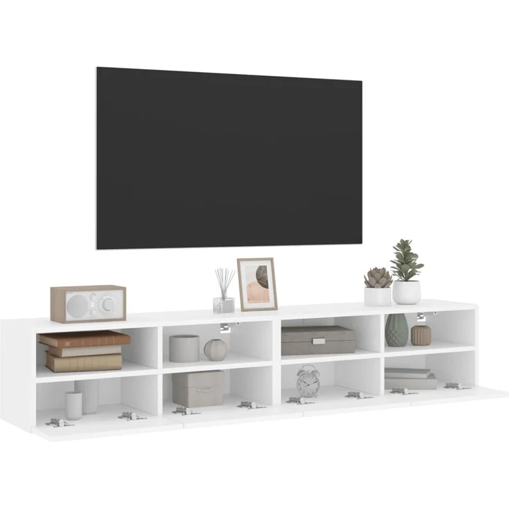 2 pcs TV-Wandschrank, TV Hängeboard Hängeschrank Weiß 80x30x30 cm Holzwerkstoff – Bild 6