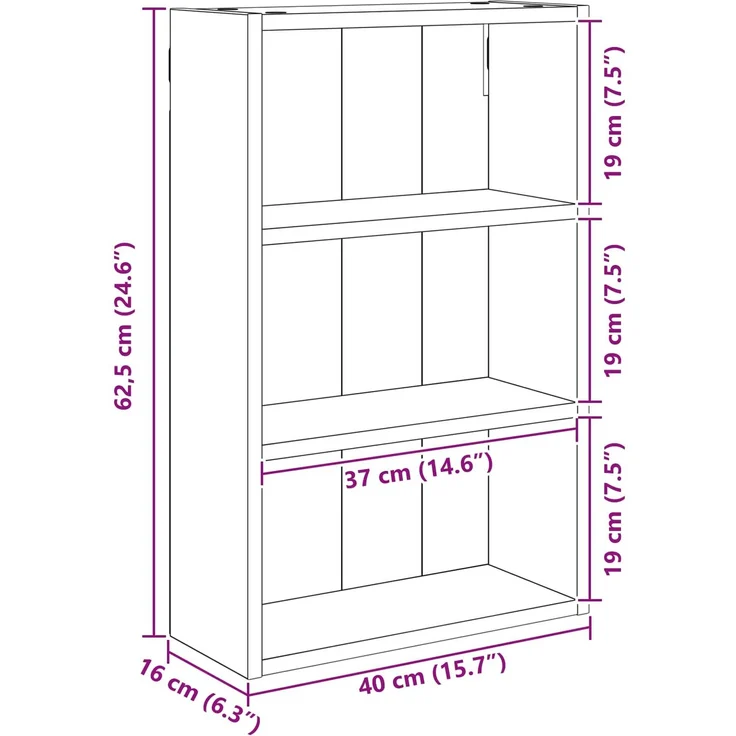 vidaXL Badezimmer-Wandschrank Weiß 40 x 16 x 62,5 cm Holzwerkstoff 889367 – Bild 10