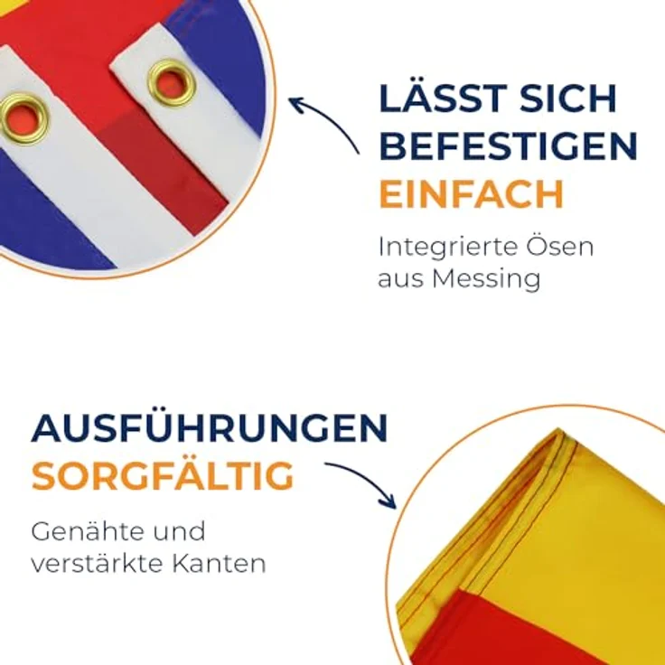 AZ FLAG - Flagge Rumänien - 250x150 cm - Rumänische Große Fahne 100% Polyester mit Messing-Ösen - 300g – Bild 4