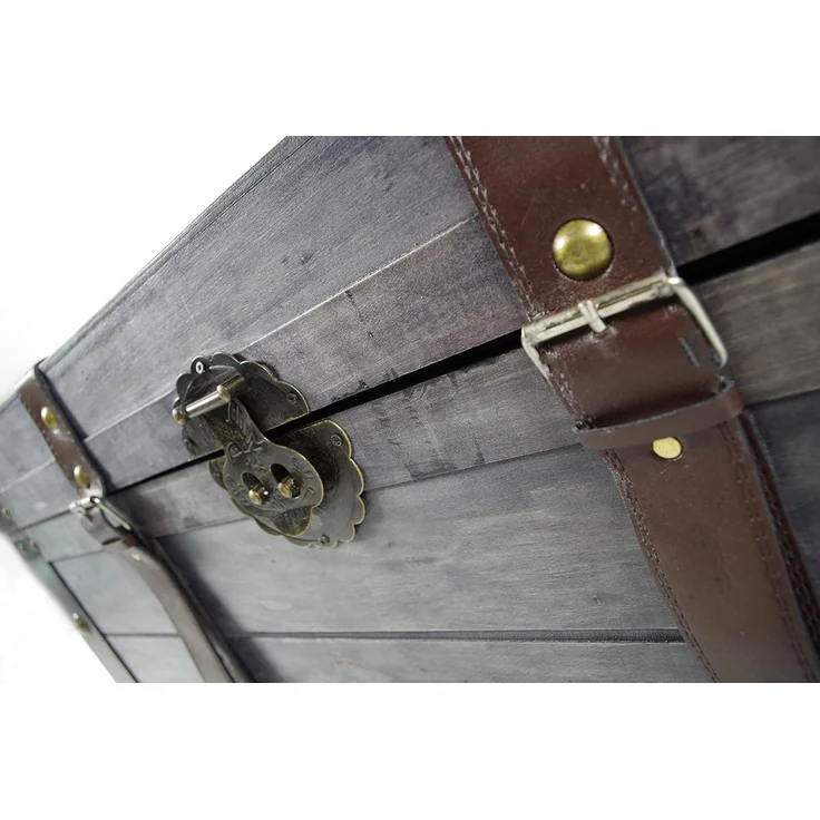 Kobolo Truhe Kiste KUBA aus Holz grau 80x45x50 cm – Bild 4