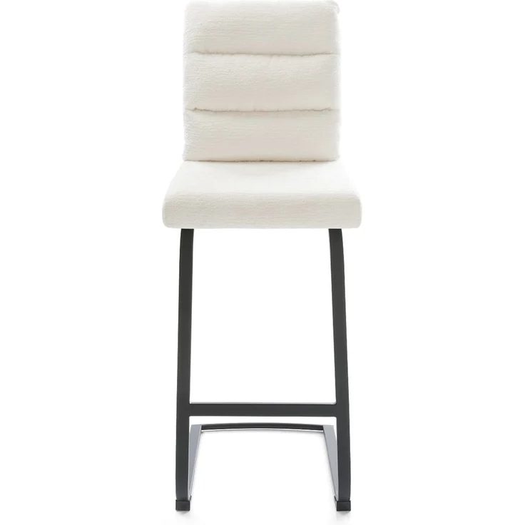 Barstuhl Pela-Flex Bouclé Soft Beige Freischwinger Flach Metall Schwarz – Bild 2