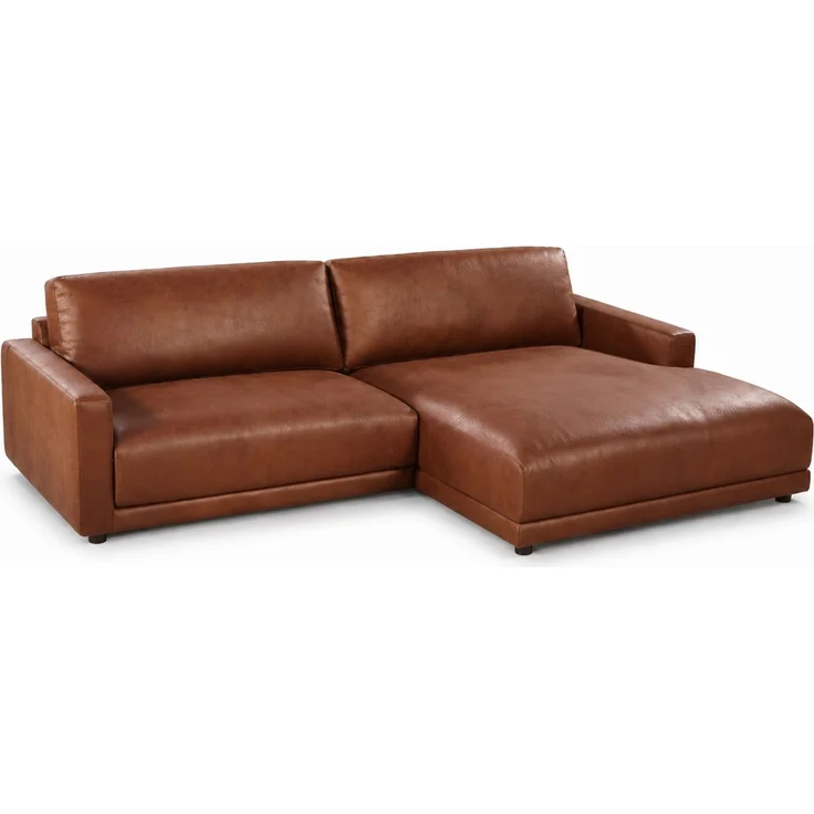 KAWOLA Sofa MARLIN Ecksofa Lederfaserstoff cognac Longchair rechts 80 x 168 x 262 cm – Bild 3