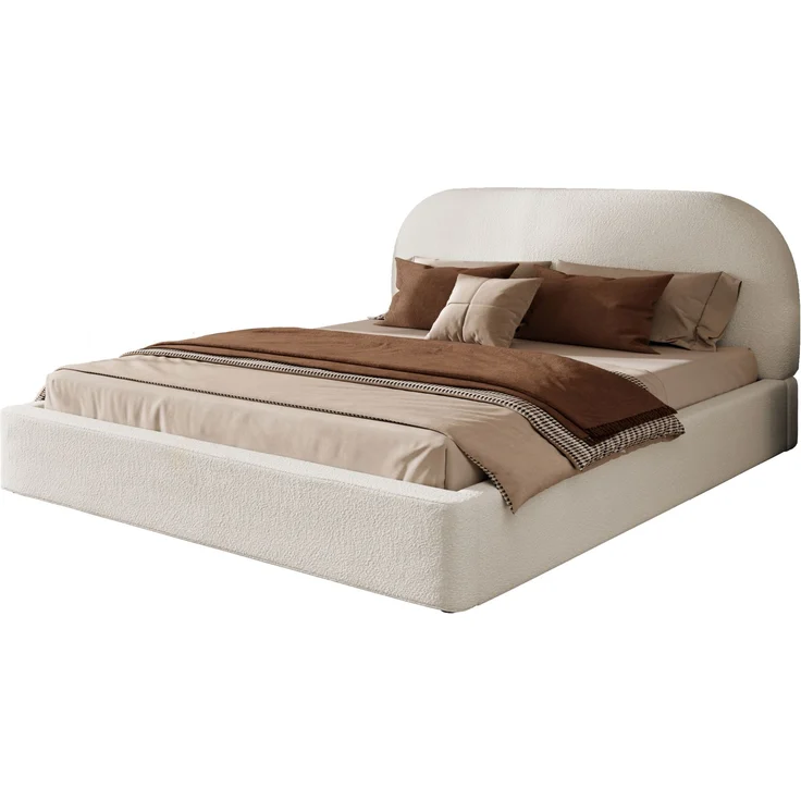 Polsterbett,Doppelbett,180 x 200cm, Bett mit Lattenrost, gepolstertes Kopfteil, Beige Bouclé – Bild 7