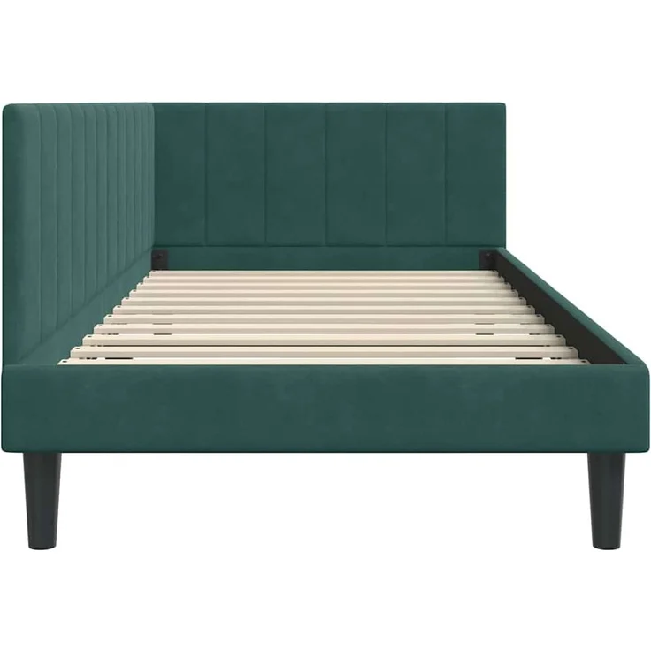 vidaXL Eckbettgestell mit Kopfteil Dunkelgrün 90 cm x 200 cm Samt 42016350 – Bild 5