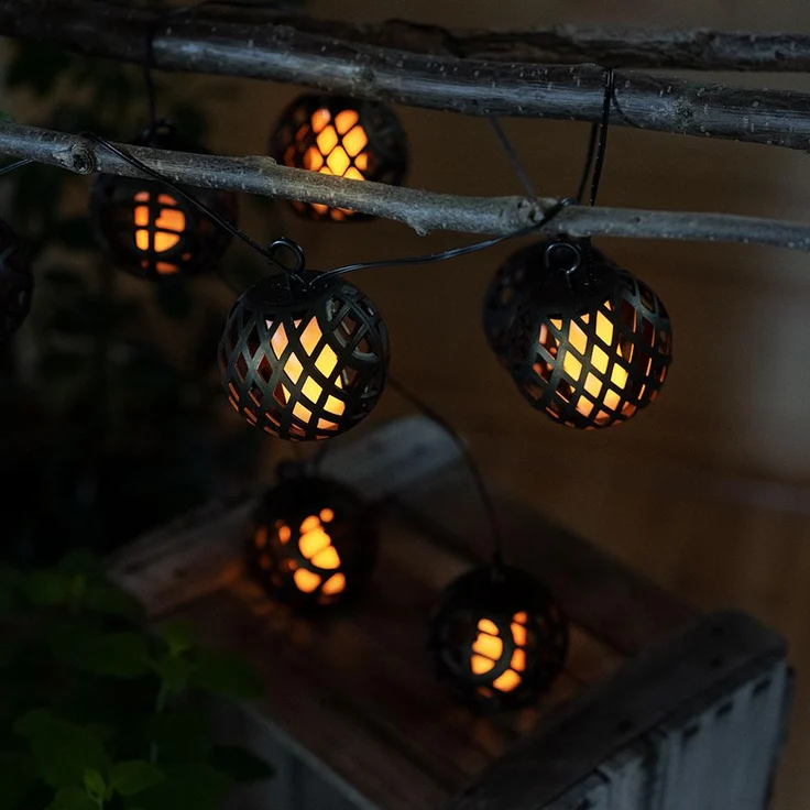 LED Solar Lichterkette, 8x Kugel, Flammen-Effekt, L 200 cm – Bild 5