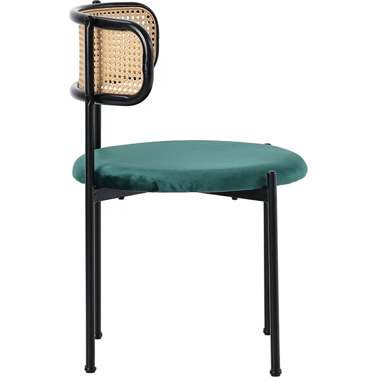 Merax Samt-Esszimmerstuhl (6 St), 6er Set Rattanstuhl Polsterstuhl Rattan-Freizeitstuhl, Wohnzimmerstuhl Samt mit Rückenlehne, Grün – Bild 6