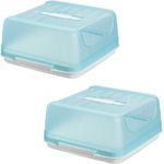 Engelland Kuchentransportbox Kleine Kuchenbox mit transparentem Deckel, Kunststoff, (Vorteils-Set, 2-tlg, sicheres Transportieren), mit Tragegriff und Klickverschluss, BPA-frei, rechteckig, Kunststoff