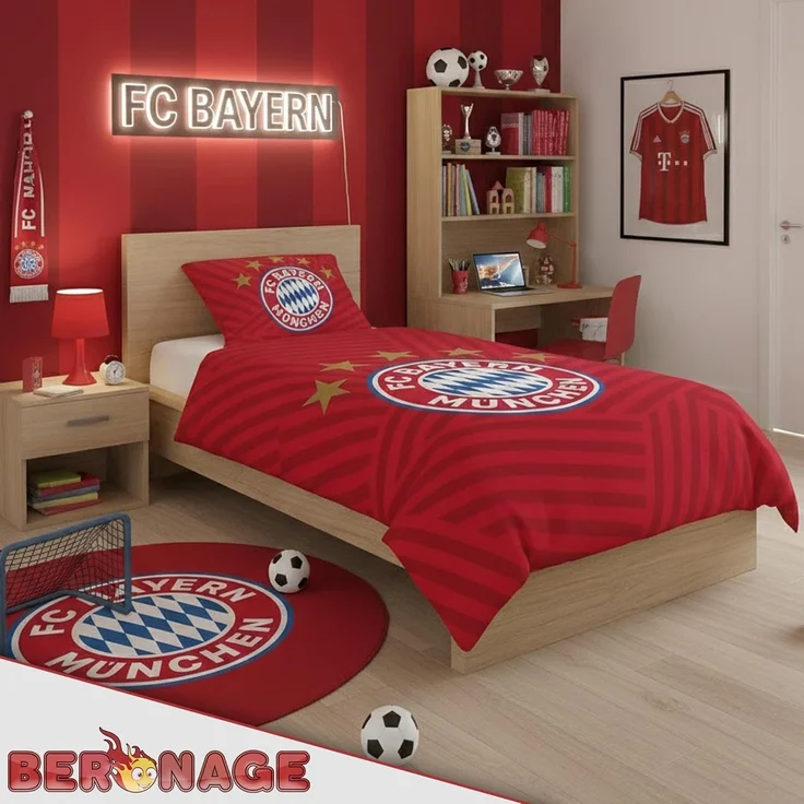 BERONAGE Wendebettwäsche FC Bayern München Bettwäsche " 5 Sterne Rot " Linon / Renforcé, Baumwolle, 2 teilig, 135x200 + 80x80 cm – Bild 5