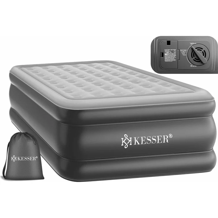 KESSER® Aufblasbare Matratze Luftbett Selbstaufblasend Gästebett mit eingebauter elektrischer Pumpe, Luftmatratze für Camping oder Heimgebrauch Mit Tasche, geeignet für 1 Person - 203 x 95 x 51 cm