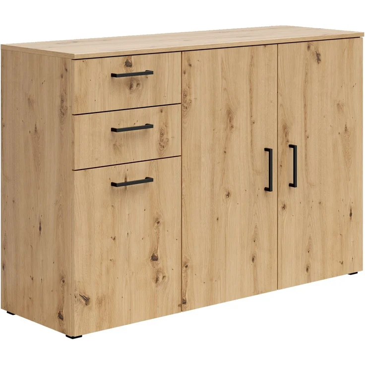 Carryhome 'MULTISTAURAUM' Kommode, Holznachbildung Eiche Artisan, 120 x 83 x 40 cm, mit Schubladen – Bild 1