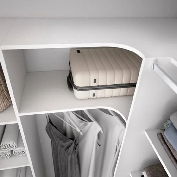 Dmora - Großer Kleiderschrank Biaena, Schlafzimmermöbel, Schrank, Garderobe, 234x141 h205 cm, Weiß – Bild 6