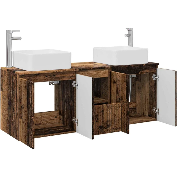 vidaXL Badezimmerschrank-Set 3 stk. Altholz 135 x 35 x 80 cm 3405665 – Bild 4