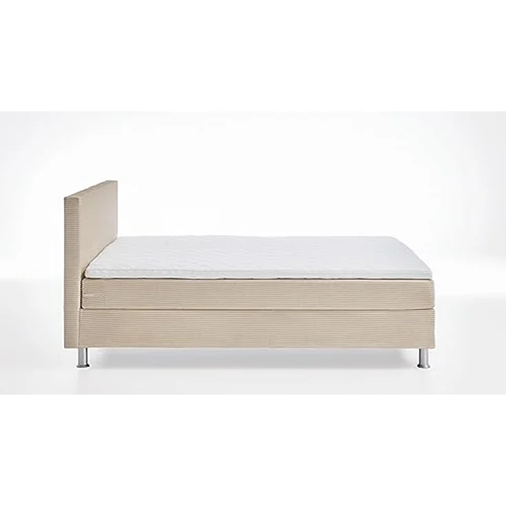 ATLANTIC home collection Boxbett inklusive Rost und Federkernmatratze, Stoff, Creme, 120x200 cm – Bild 5