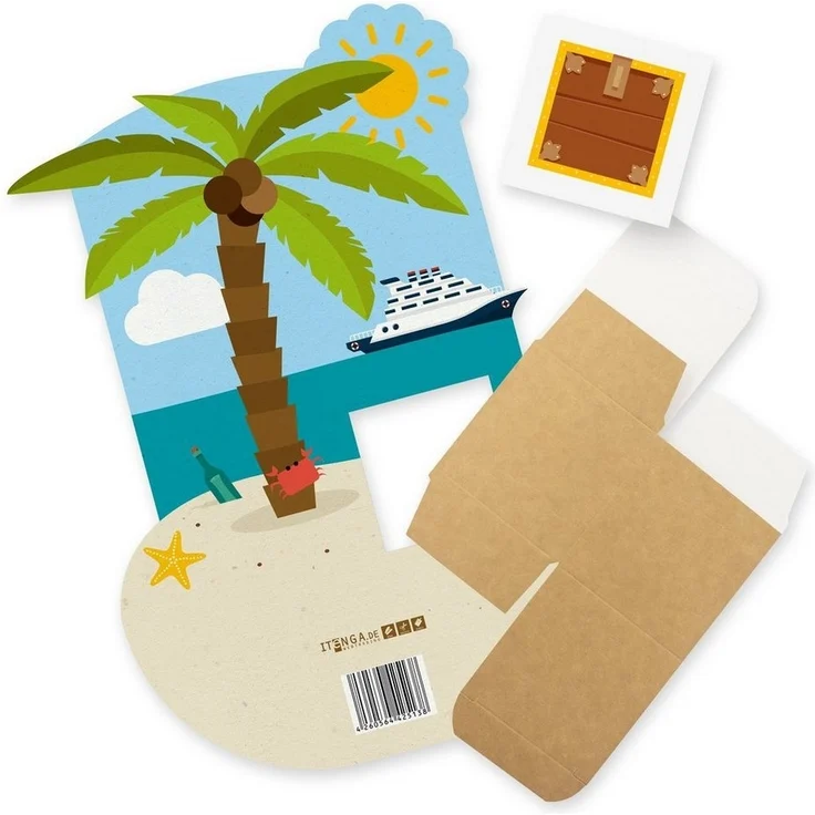 itenga Geschenkbox itenga Geldgeschenkverpackung Insel mit Schatztruhe – Bild 2