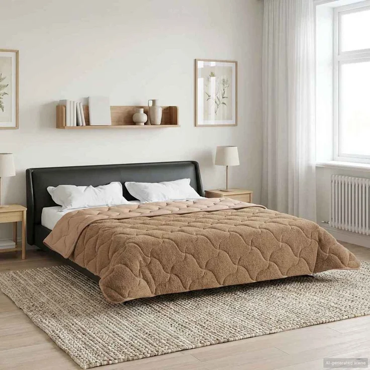 vidaXL Winterbettdecke Taupe 220 x 260 cm Mikrofaser und Teddy-Fleece 42026359 – Bild 1