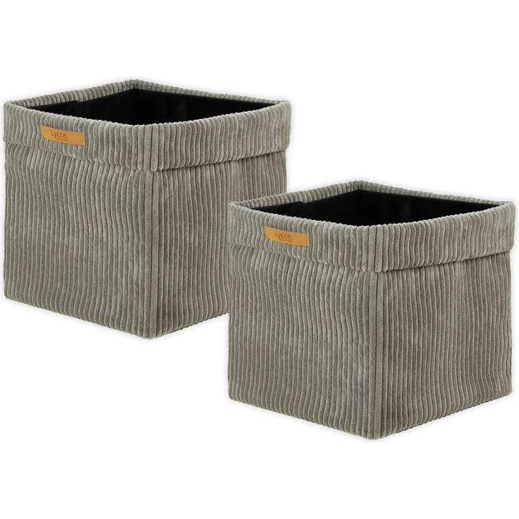 Lycce faltbare Aufbewahrungsbox, 2er Set - Cord, passend für Kallax Regal, abnehmbarer Bezug, robust, formstabil Taupe 31x33x33cm – Bild 1
