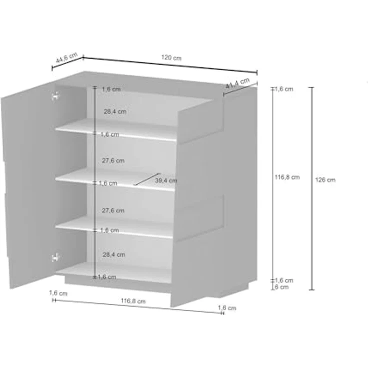 Dmora - Mehrzweckgarderobe 2-türiger Zulimo, Multifunktionsschrank, 2-türiger Schrank, 120x44h126 cm, Eiche – Bild 2
