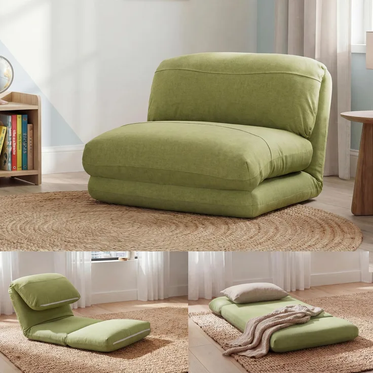 Schlafsessel HWC-E68, Schlafsofa Funktionssessel Klappsessel Relaxsessel, Stoff/Textil ~ grün