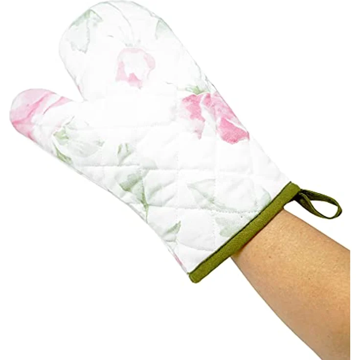 Lashuma Topfhandschuhe Rose, (Set, 2-tlg), Frauen Kochhandschuhe, Ofenhandschuhe groß 30x20 cm – Bild 4