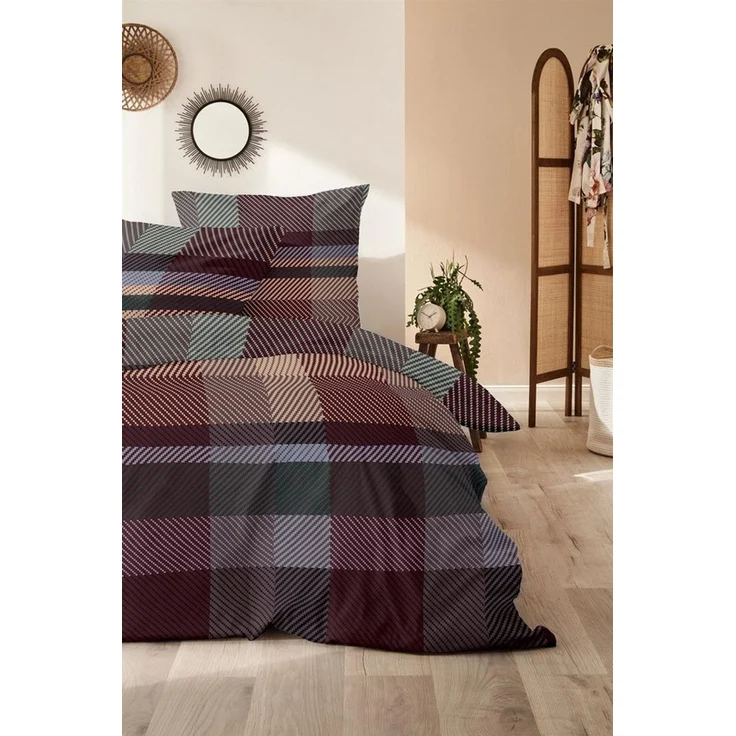 Carpe Sonno Bettwäsche Biber Warme Bettwäsche Winter Flanell Kariert 135x200 / 155x220, Biber, 2 teilig, Kuschelige Winterbettwäsche - Baumwolle - Reißverschluss - 135x200 cm – Bild 2