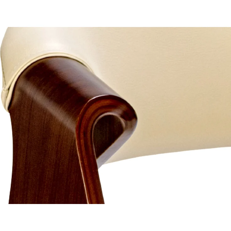 CLP Esszimmerstuhl Foley Küchenstuhl mit Armlehne und Holzgestell,walnuss/creme Kunstleder – Bild 5