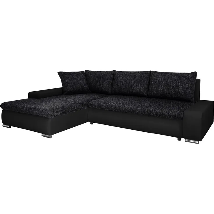 Beautysofa Teo L, Polsterecke mit Schlaffunktion und Bettkasten, 265 cm Breite, aus Webstoff und Kunstleder in eleganten Farben
