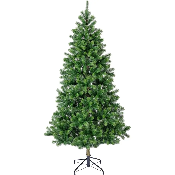 Kaemingk Künstlicher Weihnachtsbaum Everlands Künstlicher Weihnachtsbaum KENMORE FIR 210 cm, Tanne, Metallfuß, In-& Outdoor, Stecksystem, Klappmechanismus, Tannenbaum