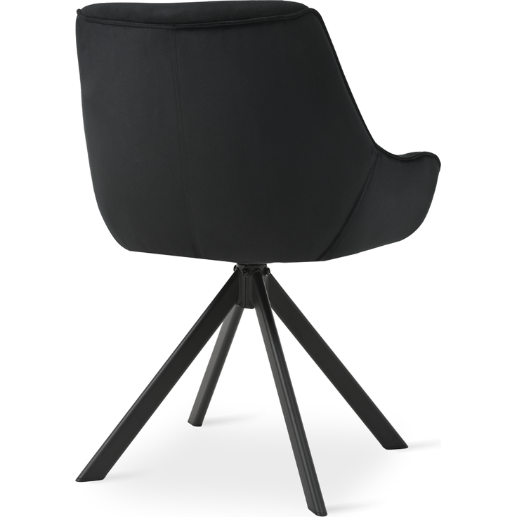 GOEURVANT 1178 Esszimmerstühle 6er-Set mit Armlehnen, 360° Drehbar, Samt - Schwarz – Bild 3