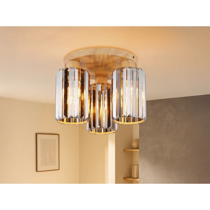 Moderne Deckenleuchte RUN 3-flammig mit Rauchglas Kristall Ø 35cm – Bild 5
