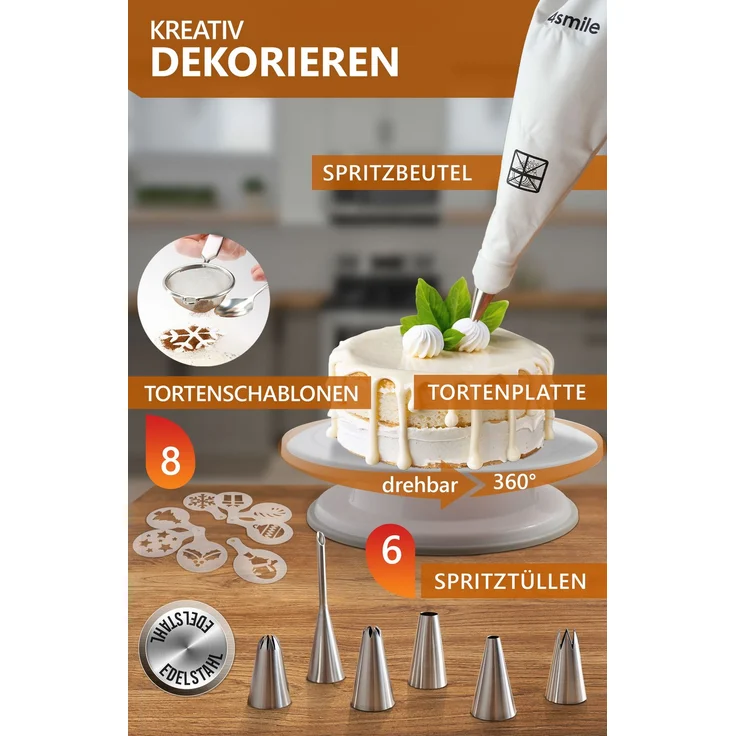 Aurelia Home Tortenset 24-teilig – Tortenring 8,5 cm, Tortenheber, Dekozubehör – Bild 5