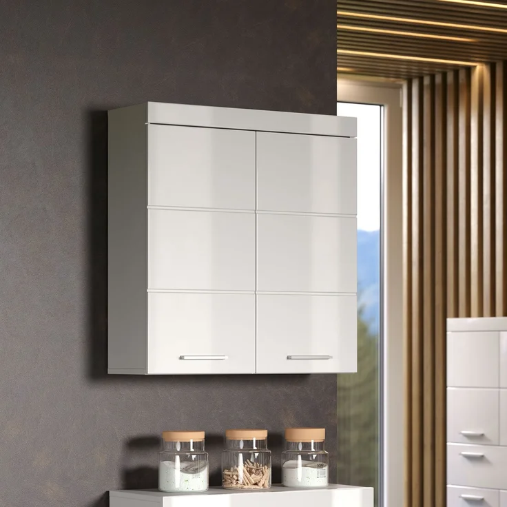 Trendteam 'Amanda' Hängeschrank, Holz, 73 x 77 x 23 cm, Weiß Hochglanz – Bild 5