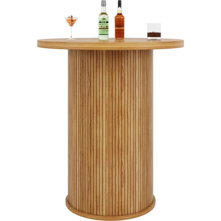 ZUBALIYA Runder Bartisch Ø 60 cm, mit Stauraum, MDF/Metall, Holzfarben – Bild 11