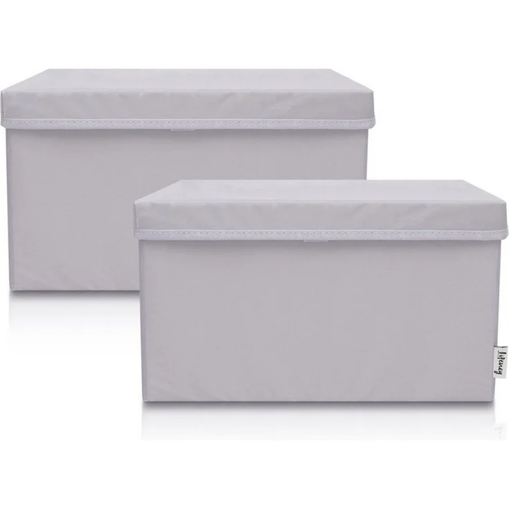 Lifeney Faltbox Aufbewahrungsbox, Hellgrau, groß, 2er Set – Bild 1