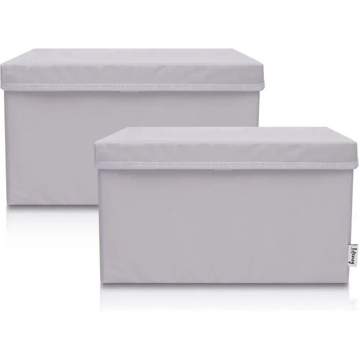 Lifeney Faltbox Aufbewahrungsbox, Hellgrau, groß, 2er Set