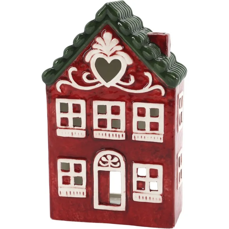 Chic Antique - Lichterhaus Teelichthaus Windlicht H 19 cm Rot Keramik 52095133